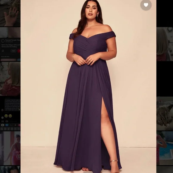 Azazie | Dresses | Azazie Chiffon Brides Maids Dress In Shade Plum |  Poshmark